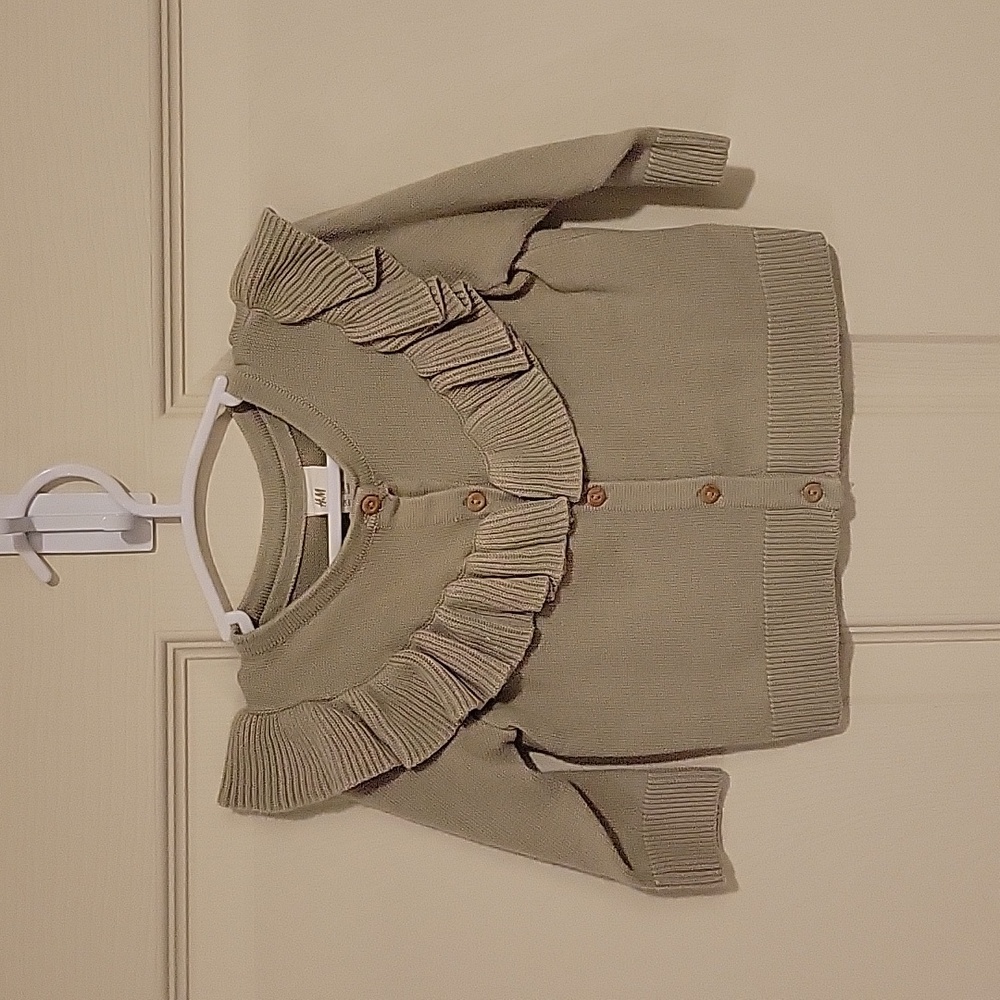 H&M Olive Green Ruffle Cardigan